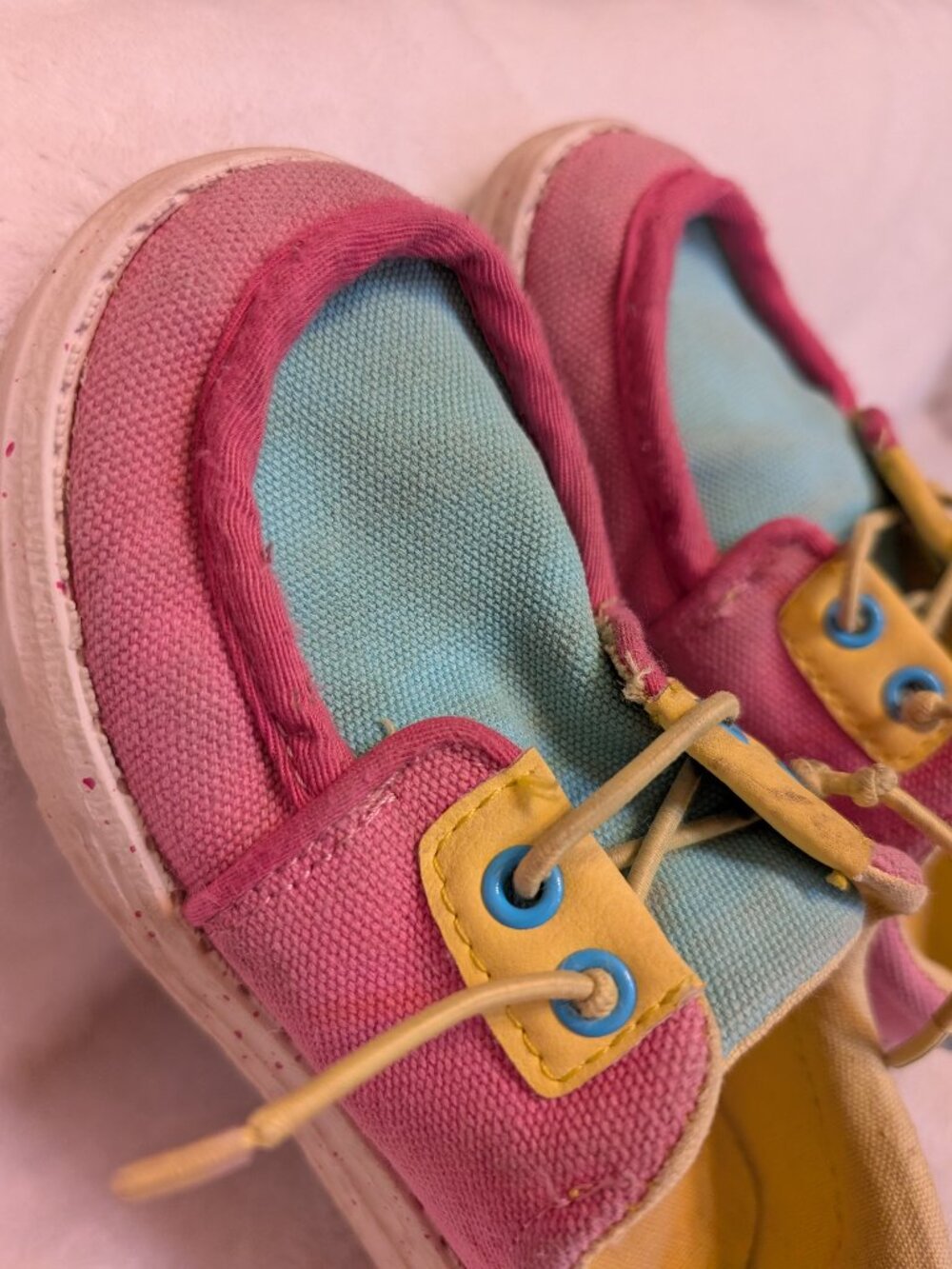 Colorful slide on shoes pink blue yellow size 11/12T